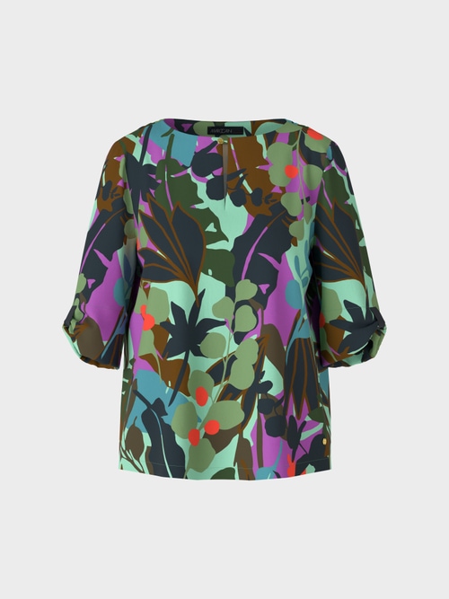 Blouse met kleurrijk bladdessin