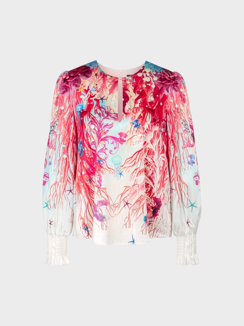 Slip-on blouse in een onderwaterdessin