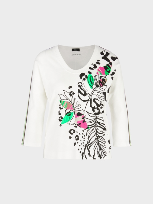 Kimono-T-Shirt mit Motiv-Print