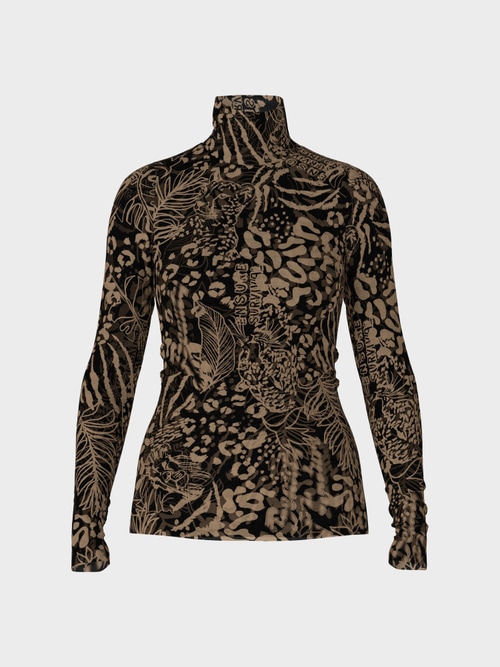 Tee-shirt manches longues imprimé avec col roulé