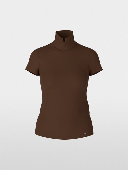 T-shirt with slit mock neck