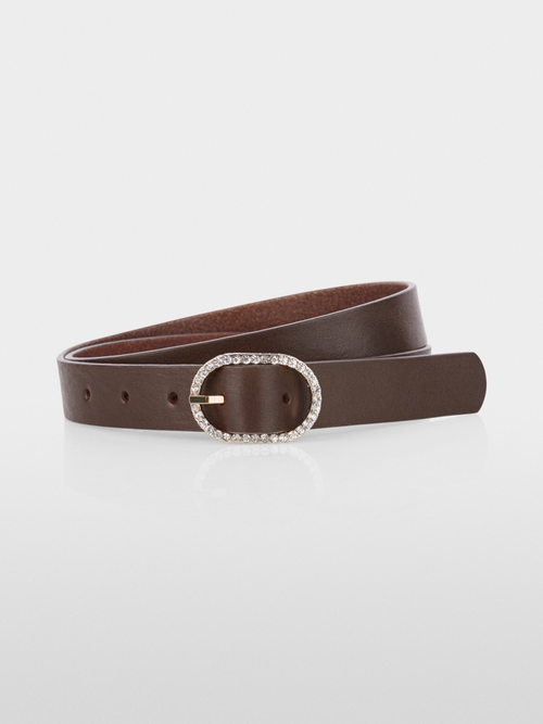 Waist belt with glitter buckle
