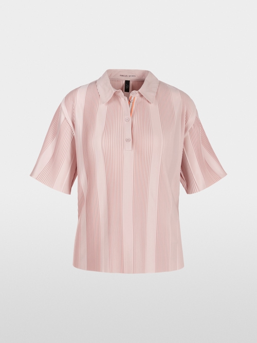 Cropped polo shirt with pleats