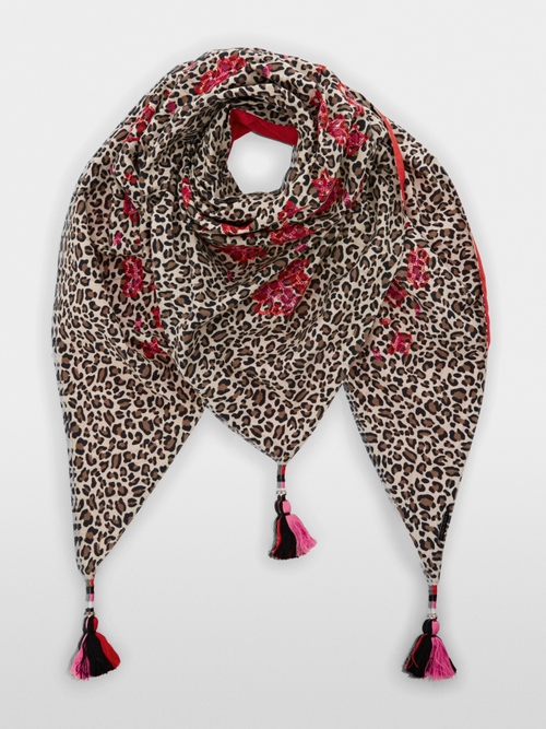 Cotton scarf with leo print