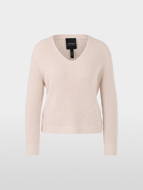 Sweater with V-neck knitted in Germany