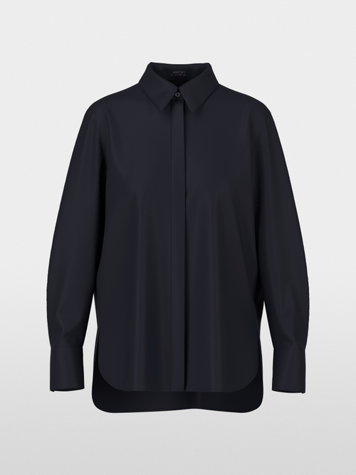 Uni und mit Glitzer - Bluse im Hemdstil