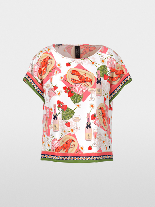 Viscose slip-on blouse with print