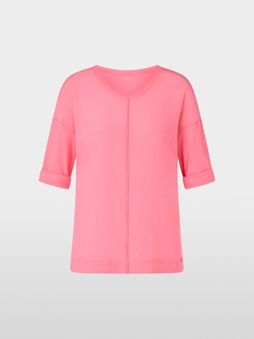 Wide blouse in material mix