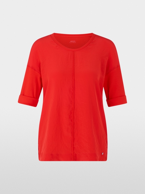 Wide blouse in material mix