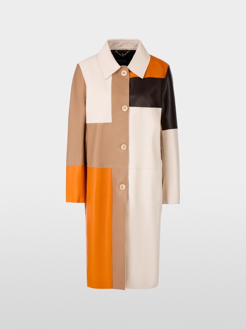 Patch-look nappa leather coat