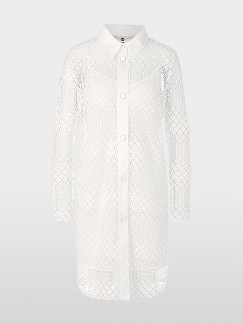 Short shirt dress in perforated lace