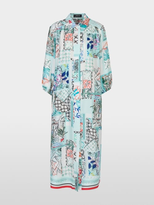 Shirt dress in printed silk