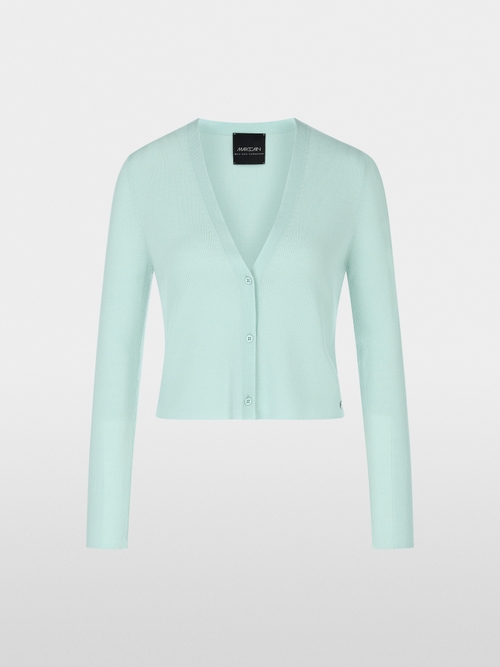 100% cotton unicolour V-neck cardigan