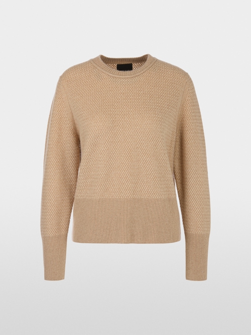 Cashmere sweater with fine cable pattern