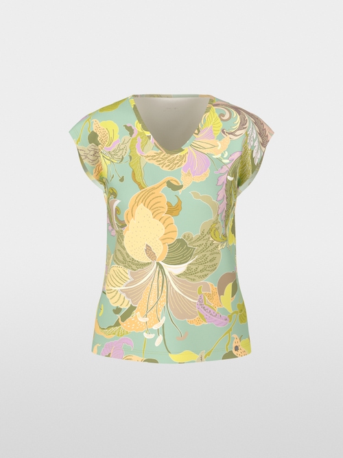 T-shirt with exotic leaf motif