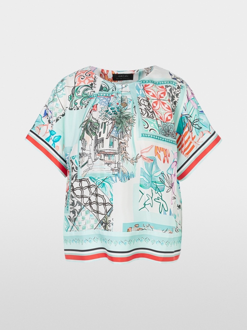 Zijden blouse in kimonovorm - met print