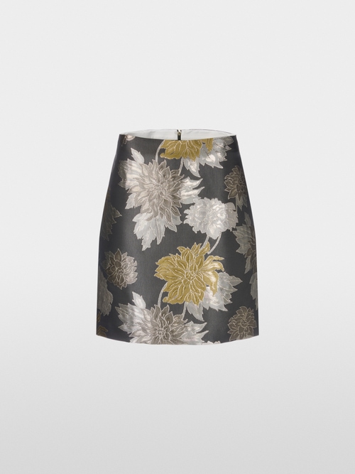 Floral mini skirt in shiny jacquard