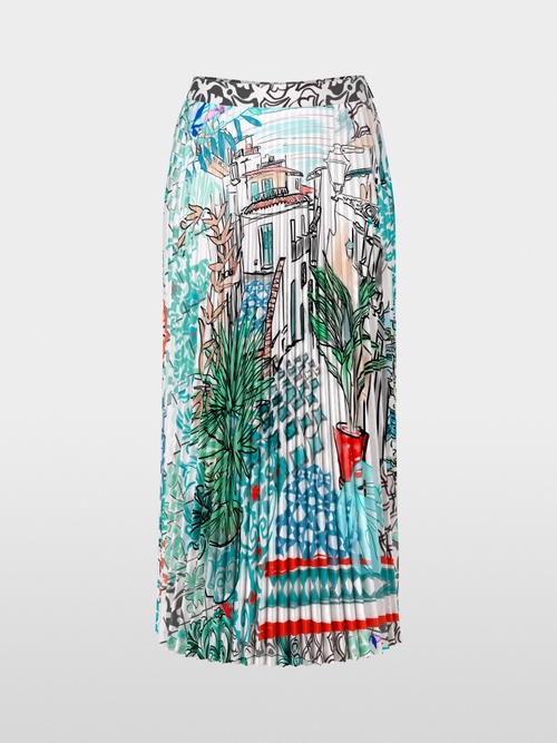 Pleated midi skirt with print