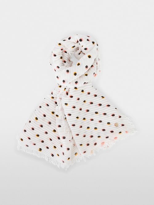 Polka Dot Scarf with Pleats