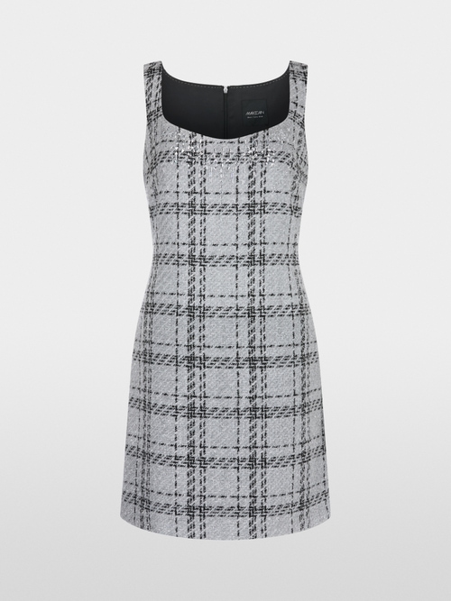 Ärmelloses Karo-Kleid mit Lurex