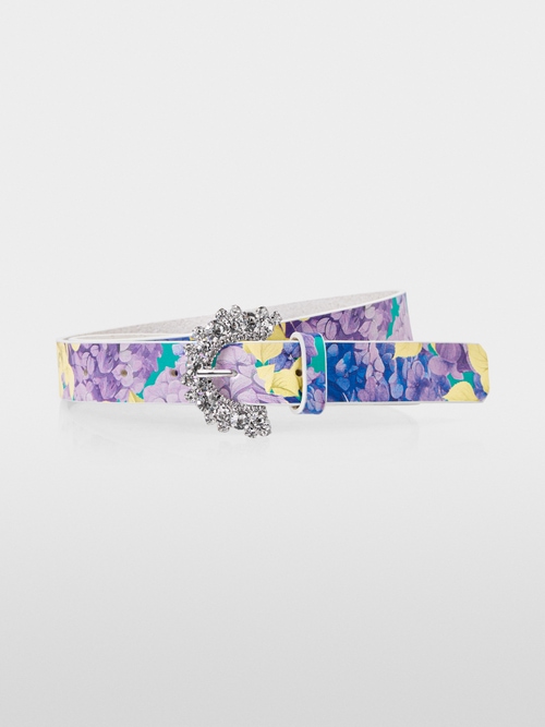 Slim waist belt with rhinestone buckle