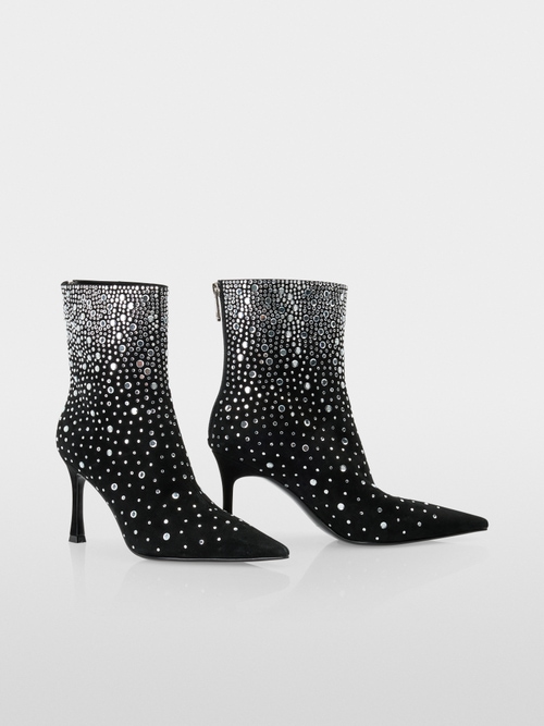 Glitter goat suede ankle boots