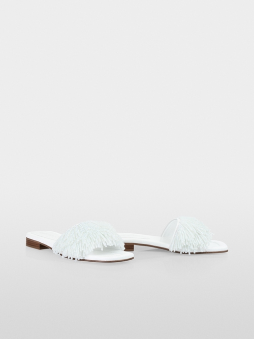 Flat mules with pearl straps