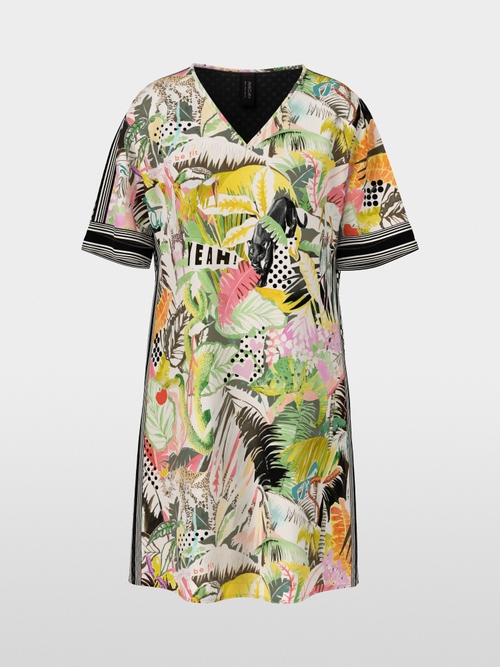Casual viscose dress in mixed patterns
