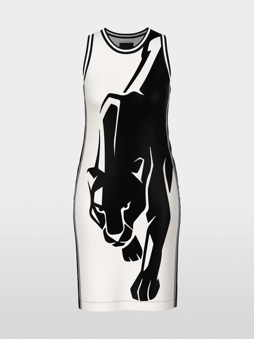 Sheath dress with panther motif