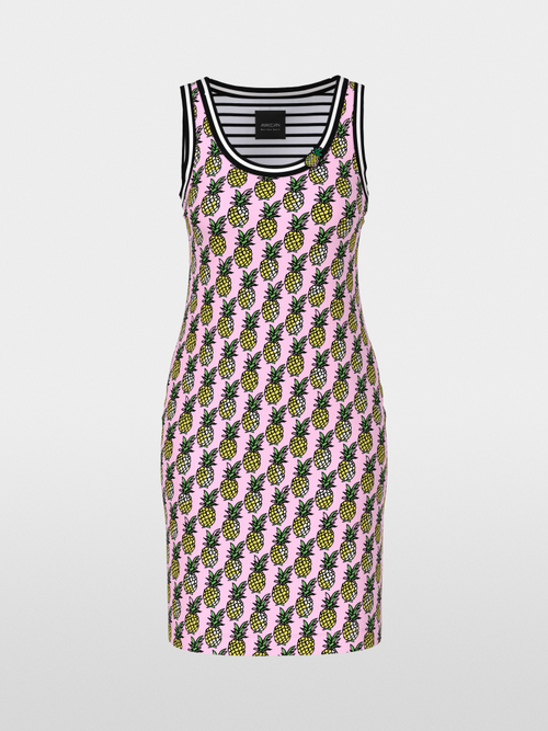 Sleeveless dress with pineapple print