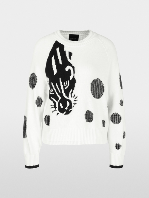 Raglan sweater with panther motif