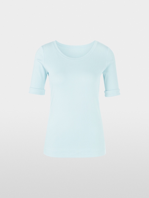 Solid T-shirt in stretchy cotton rib