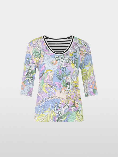Rippen-T-Shirt mit Sushi-Print