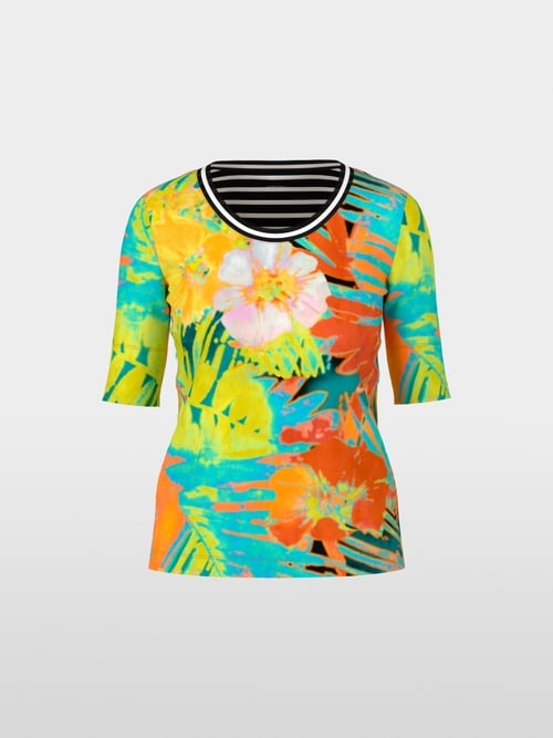 Ribbed Hawaiian print T-shirt