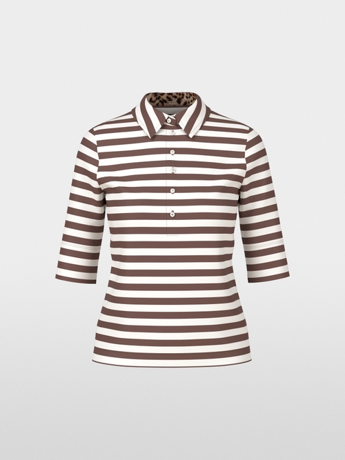Striped polo shirt with 3/4 sleeves