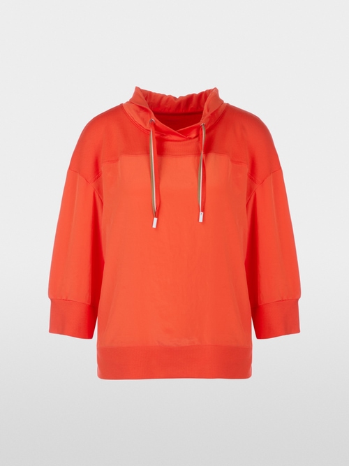 Blouse unie en mix de matières