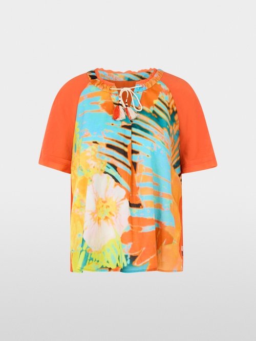 Printed short-sleeved blouse