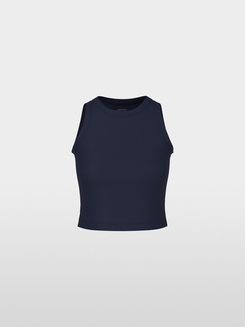 Solid cropped top in cotton stretch