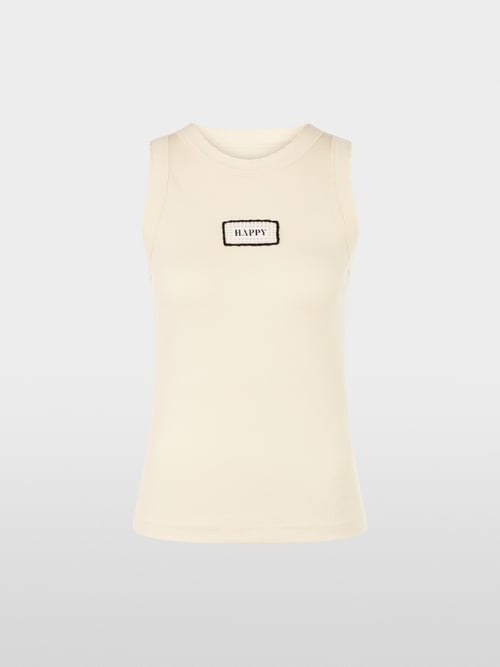 Ribbed top with "Happy" patch