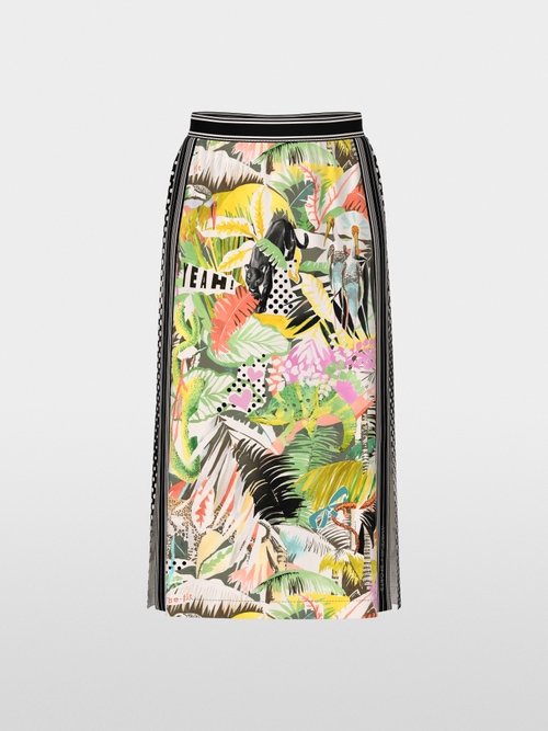Mix patter midi length viscose skirt