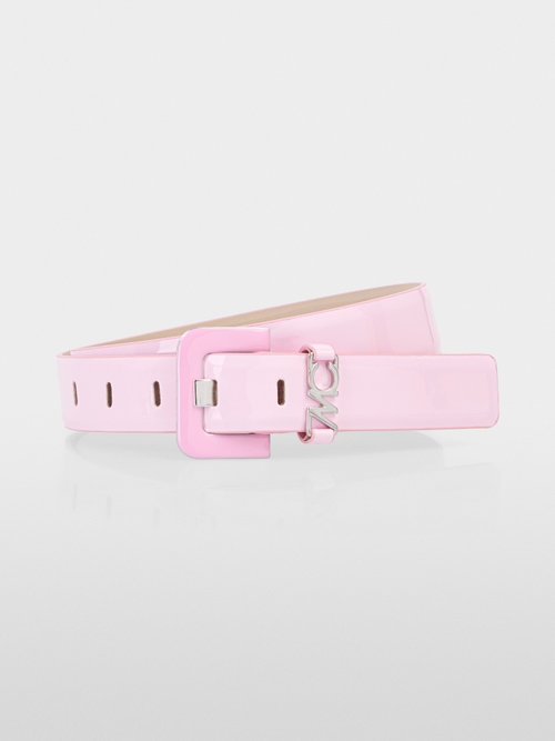 Waist belt in shiny patent leather