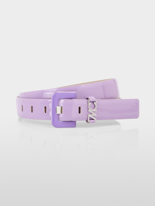 Waist belt in shiny patent leather