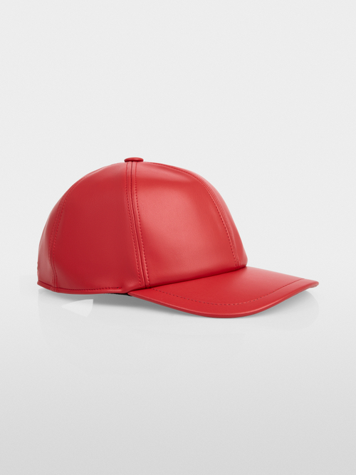 Baseball cap in faux leather, solid