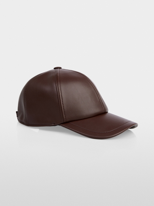 Baseball cap in faux leather, solid