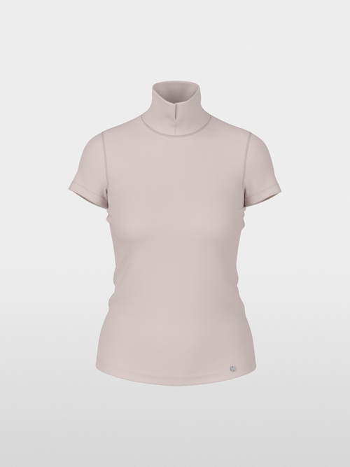 T-shirt with slit mock neck