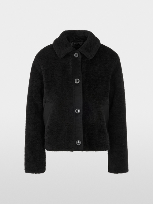 Faux fur jacket with wool details