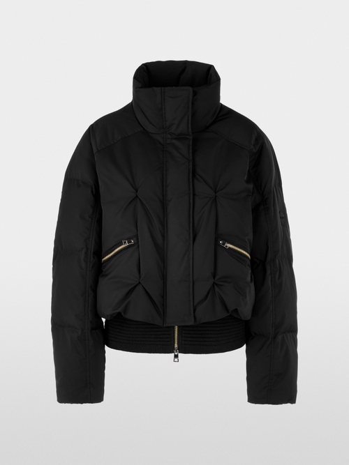 Quilted down jacket with knitted cuffs