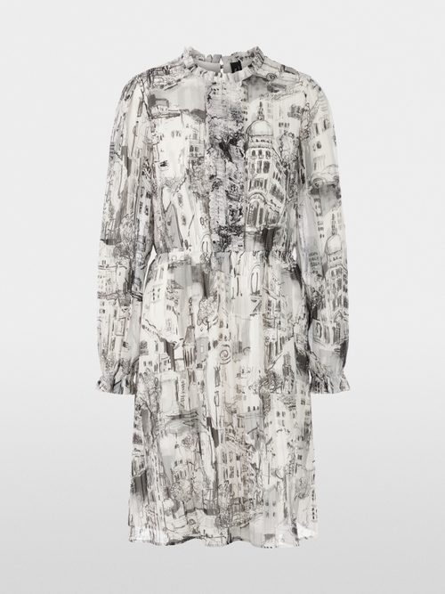 Printed dress with mini ruffles