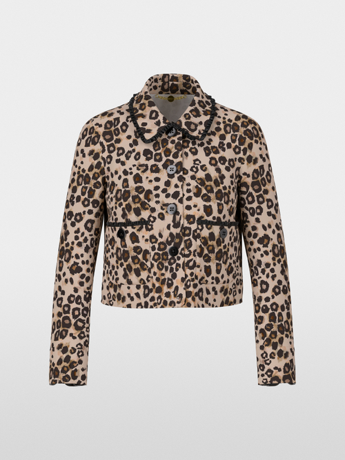 Short scuba jersey leopard print jacket