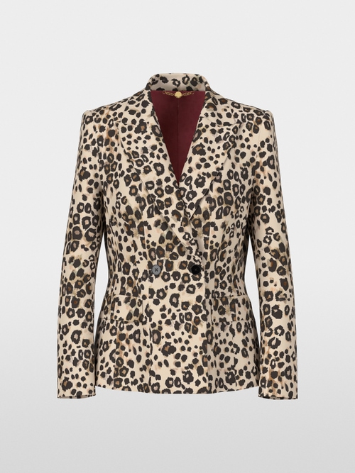Leopard print blazer in scuba jersey